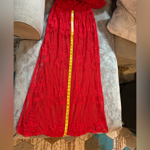 Red lace romper. Red is a little deeper than the photo. - Picture 10 of 11